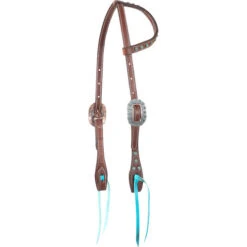 Martin Saddlery Antique Dots & Turquoise Ties One Ear Headstall