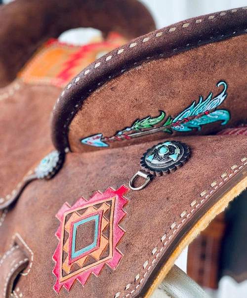 Alamo Saddlery Aztec Arrow Barrel Saddle - Image 3