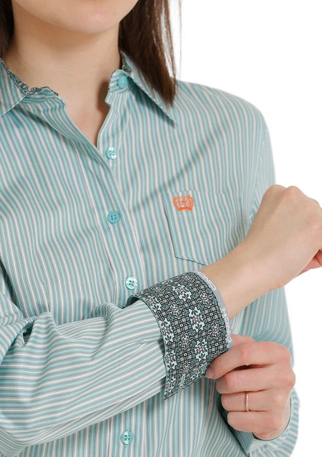 Ladies Cinch Tencel Blue Stripe Shirt