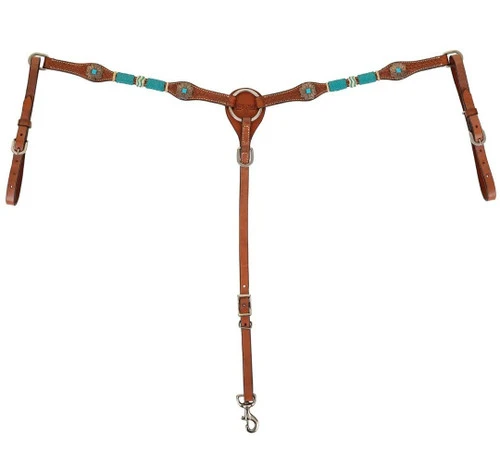 Circle Y Turquoise Round Up Breast Collar - Image 2