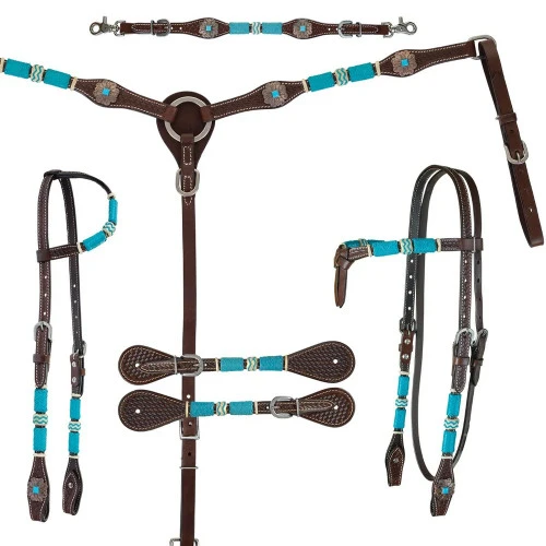 Circle Y Turquoise Round Up Breast Collar - Image 3